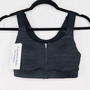 Outdoor Voices Sports Bra Womens Sz XS Black Medium Support Activewear Front Zip